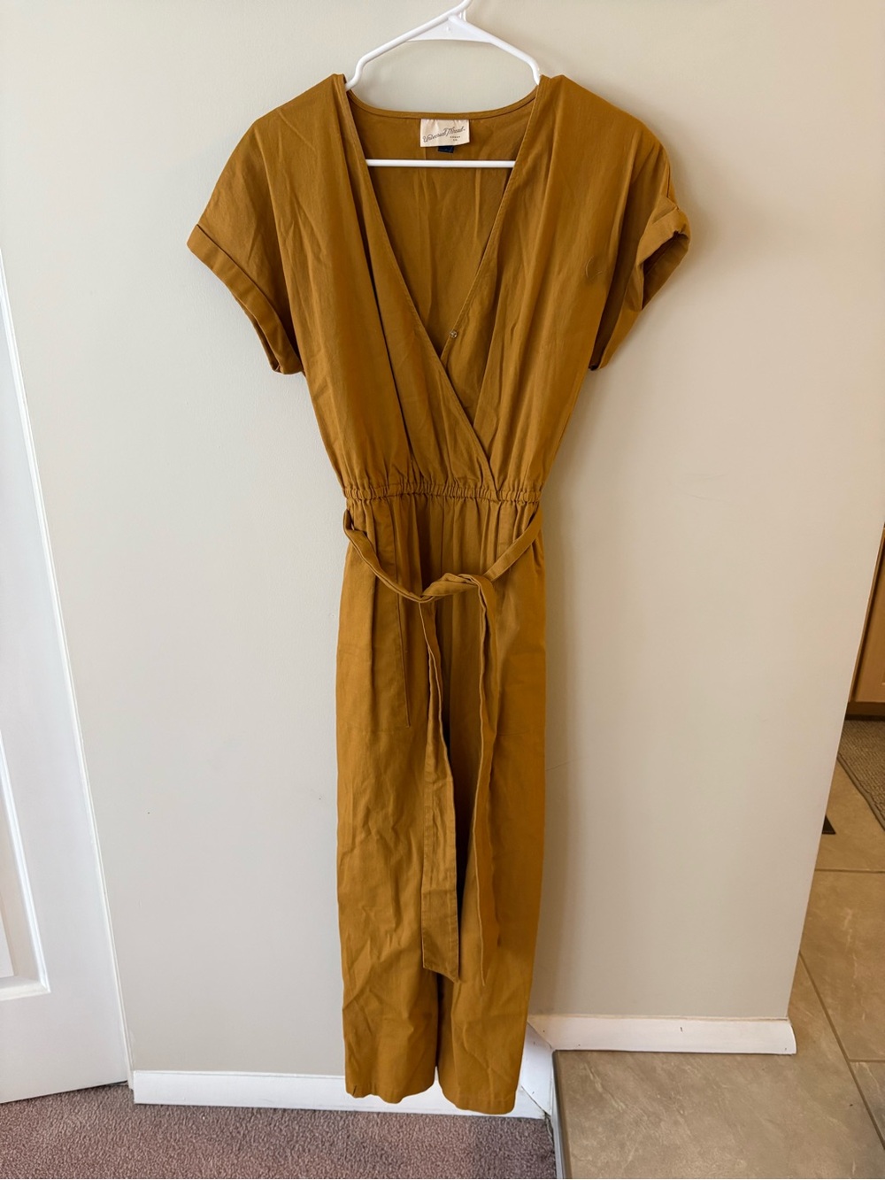 Target Women’s Mustard Wrap Jumpsuit Dress with Waist Tie